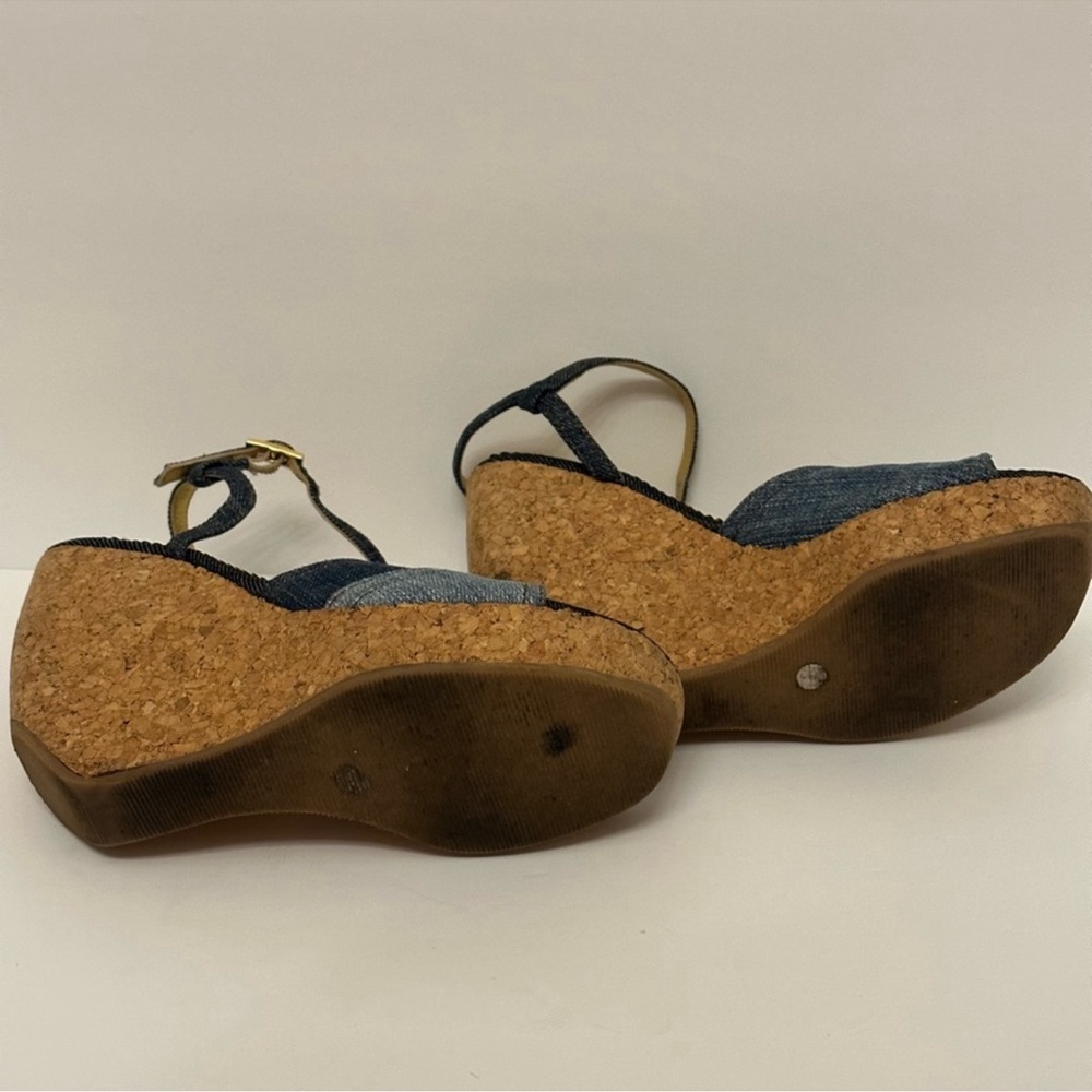 Dolce & Gabbana Vintage Blue Jean Cork Wedges size 35 - Picture 12 of 13